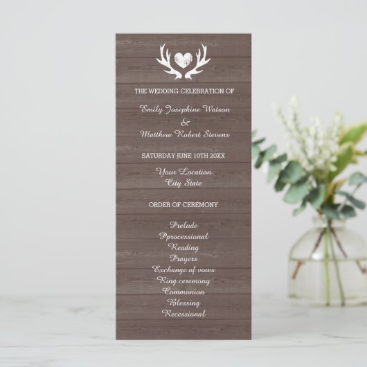 Hochzeitsprogramm für Vintages Holzkorn Programm (Stehend Vorderseite)