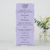 Hochzeitsprogramm für Violet Blue Damask Programm (Stehend Vorderseite)