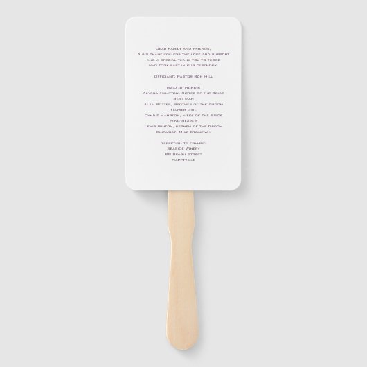 Hochzeitsprogramm für Vögel des Paradieses Fächer (Rückseite)