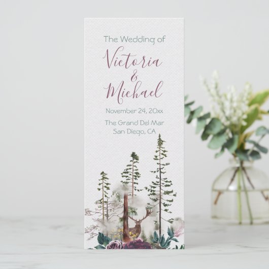 Hochzeitsprogramm für Wald in Wasserfarben Programm (Stehend Vorderseite)