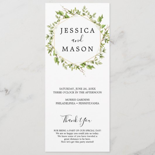 Hochzeitsprogramm für Wälder Programm (Vorderseite)