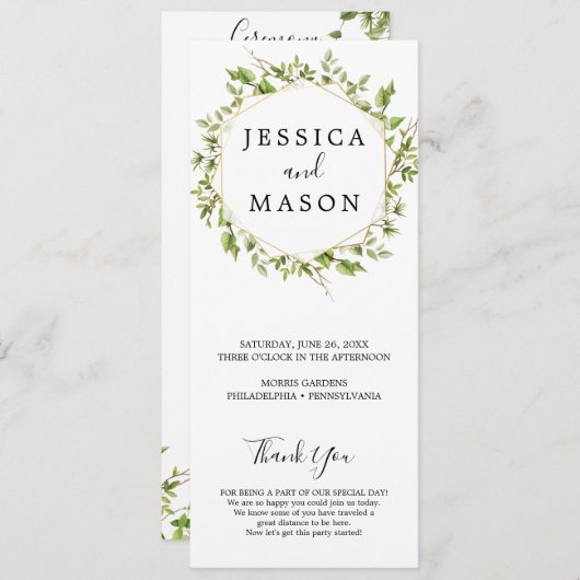 Hochzeitsprogramm für Wälder Programm (Vorne/Hinten)