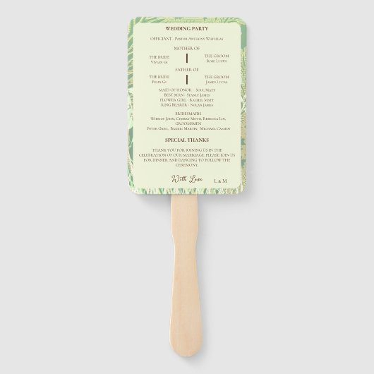 Hochzeitsprogramm für Waldlandschaften Fächer (Rückseite)