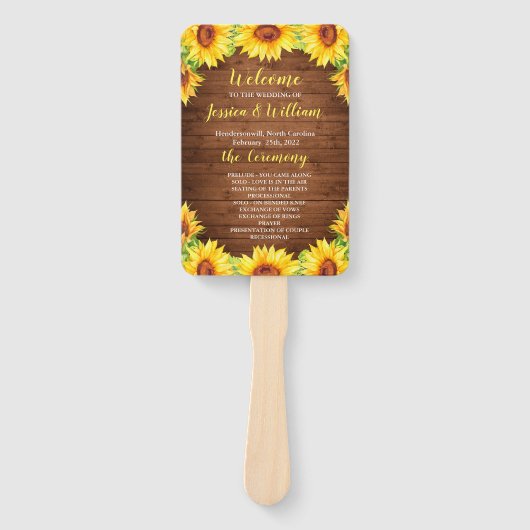 Hochzeitsprogramm für Waldsonnenblumen Fächer (Vorderseite)