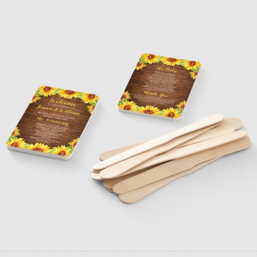 Hochzeitsprogramm für Waldsonnenblumen Fächer (Non-assembled)