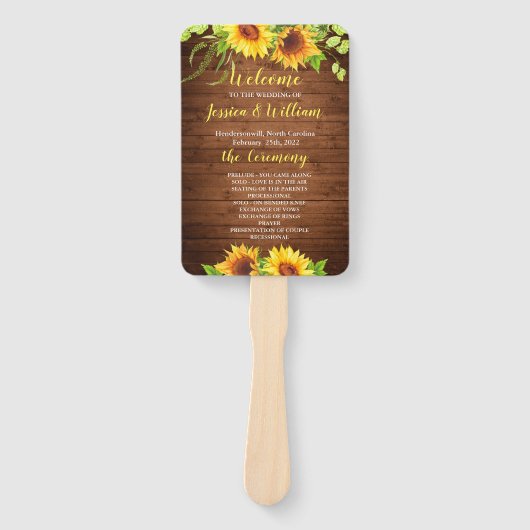 Hochzeitsprogramm für Waldsonnenblumen Fächer (Vorderseite)