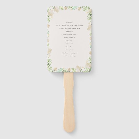 Hochzeitsprogramm für Wappen-Aquarellfarben Fächer (Rückseite)