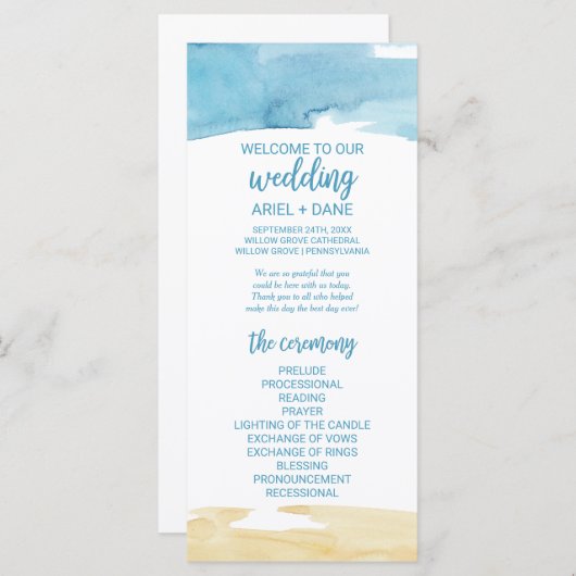 Hochzeitsprogramm für Wasser und Wasser Programm (Vorne/Hinten)