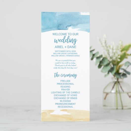 Hochzeitsprogramm für Wasser und Wasser Programm (Stehend Vorderseite)