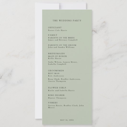 Hochzeitsprogramm für Wasserfarbäpfel Einladung (Rückseite)