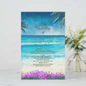 Hochzeitsprogramm für Wasserfarbe Beach Blue Ocean (Stehend Vorderseite)