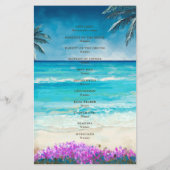 Hochzeitsprogramm für Wasserfarbe Beach Blue Ocean (Rückseite)