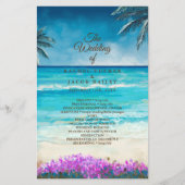 Hochzeitsprogramm für Wasserfarbe Beach Blue Ocean (Vorderseite)