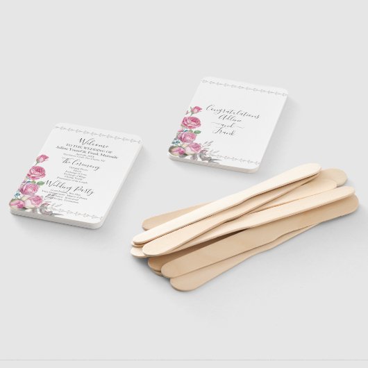 Hochzeitsprogramm für Wasserfarbe Rosa Fächer (Non-assembled)