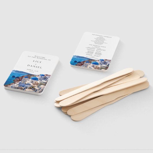 Hochzeitsprogramm für Wasserfarbe Santorini Griech Fächer (Non-assembled)