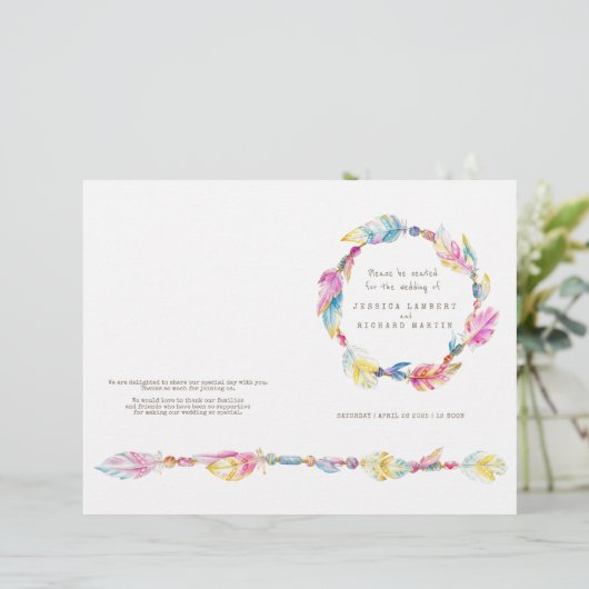 Hochzeitsprogramm für Wasserfarben (Stehend Vorderseite)