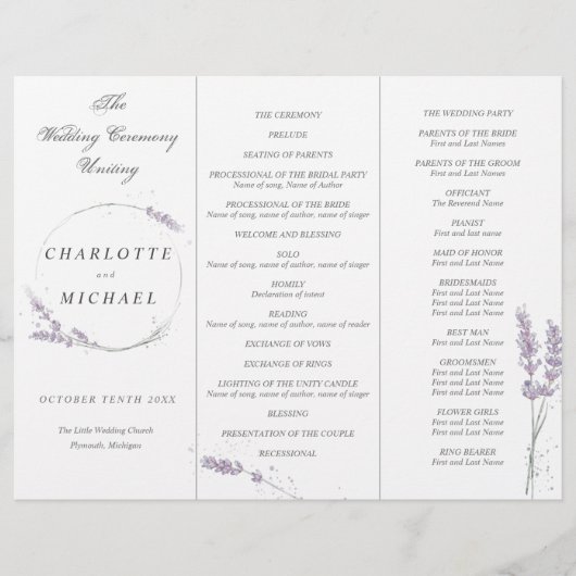 Hochzeitsprogramm für Wasserfarben (Vorderseite)