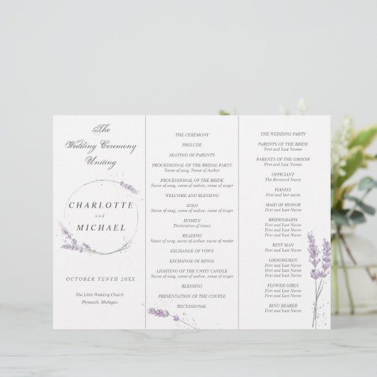 Hochzeitsprogramm für Wasserfarben (Stehend Vorderseite)