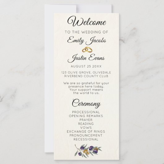 Hochzeitsprogramm für Wasserfarben (Vorderseite)