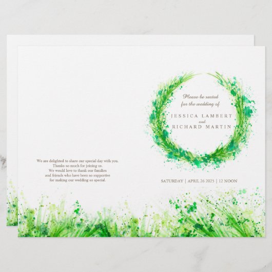 Hochzeitsprogramm für Wasserfarben (Vorne/Hinten)