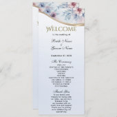 Hochzeitsprogramm für Wasserfarben Blau-Rosa-Flora Programm (Vorne/Hinten)