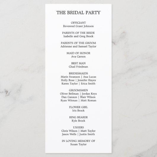 Hochzeitsprogramm für Wasserfarben, Blau und Gold Programm (Rückseite)