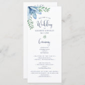 Hochzeitsprogramm für Wasserfarben Blüten und Grün Menükarte (Vorne/Hinten)