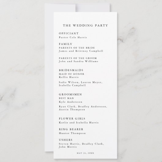 Hochzeitsprogramm für Wasserfarben Einladung (Rückseite)