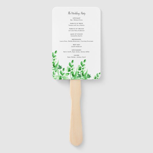 Hochzeitsprogramm für Wasserfarben Fächer (Rückseite)