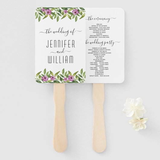 Hochzeitsprogramm für Wasserfarben Fächer (Vorne und Hinten)
