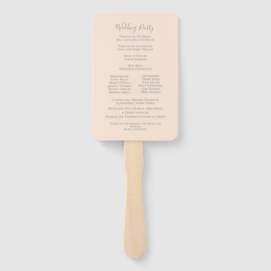 Hochzeitsprogramm für Wasserfarben Fächer (Rückseite)