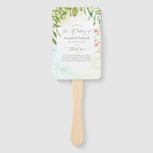 Hochzeitsprogramm für Wasserfarben Fächer (Vorderseite)