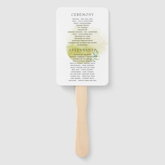 Hochzeitsprogramm für Wasserfarben Fächer (Rückseite)