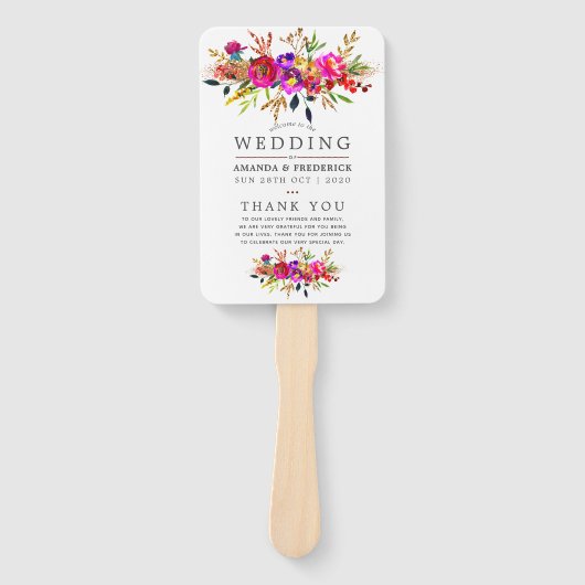 Hochzeitsprogramm für Wasserfarben Fächer (Vorderseite)