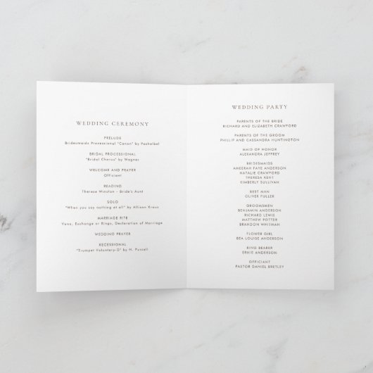 Hochzeitsprogramm für Wasserfarben-Herbst-Wälder Programm (Innenseite)