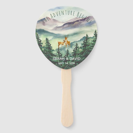 Hochzeitsprogramm für Wasserfarben Hirschkiefern Fächer (Vorderseite)