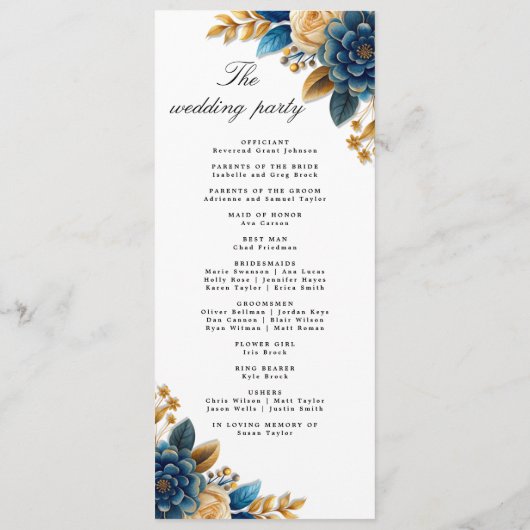 Hochzeitsprogramm für Wasserfarben im Herbst Roman Programm (Rückseite)