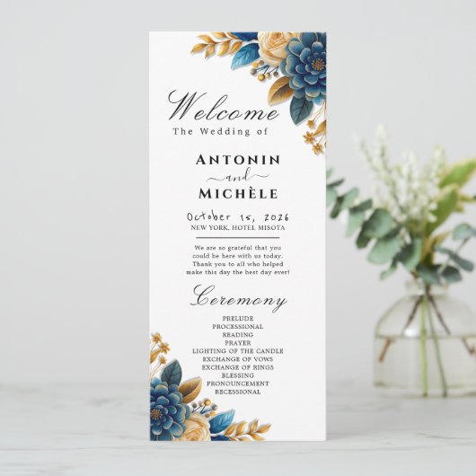 Hochzeitsprogramm für Wasserfarben im Herbst Roman Programm (Stehend Vorderseite)