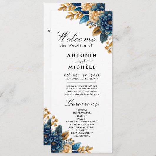 Hochzeitsprogramm für Wasserfarben im Herbst Roman Programm (Vorne/Hinten)