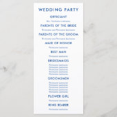 Hochzeitsprogramm für Wasserfarben im Meer, Blue W Programm (Rückseite)