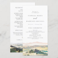 Hochzeitsprogramm für Wasserfarben in TUSCANY