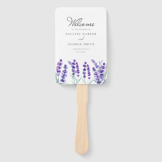 Hochzeitsprogramm für Wasserfarben-Lavendel-Blume Fächer (Vorderseite)