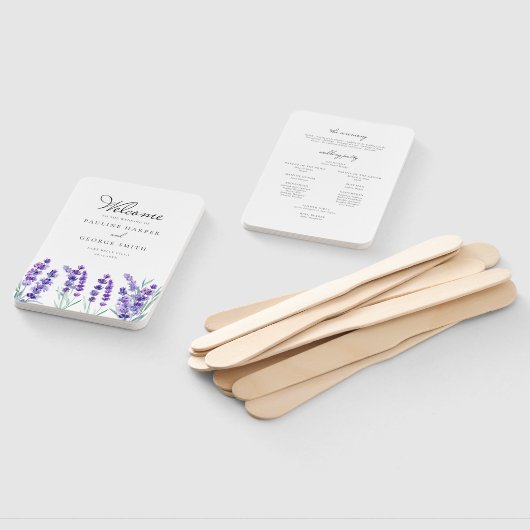 Hochzeitsprogramm für Wasserfarben-Lavendel-Blume Fächer (Non-assembled)