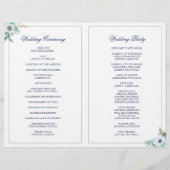 Hochzeitsprogramm für Wasserfarben-Monogramm-Blume (Rückseite)