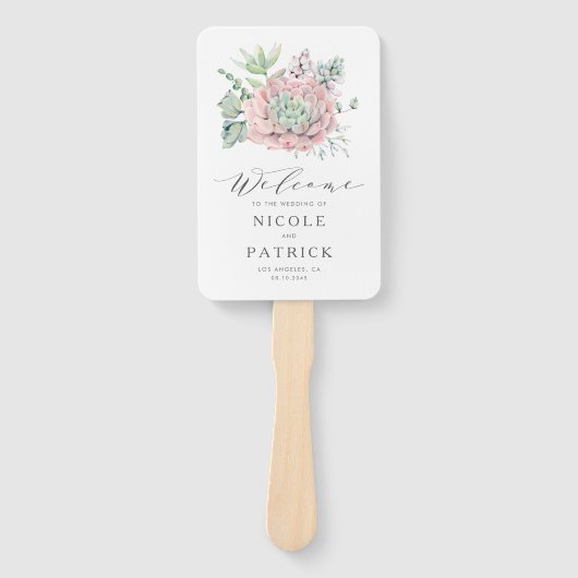 Hochzeitsprogramm für Wasserfarben-Pastel-Sukkulen Fächer (Vorderseite)