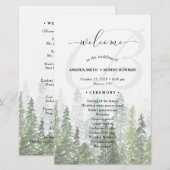 Hochzeitsprogramm für Wasserfarben-Pine-Wald (Vorne/Hinten)