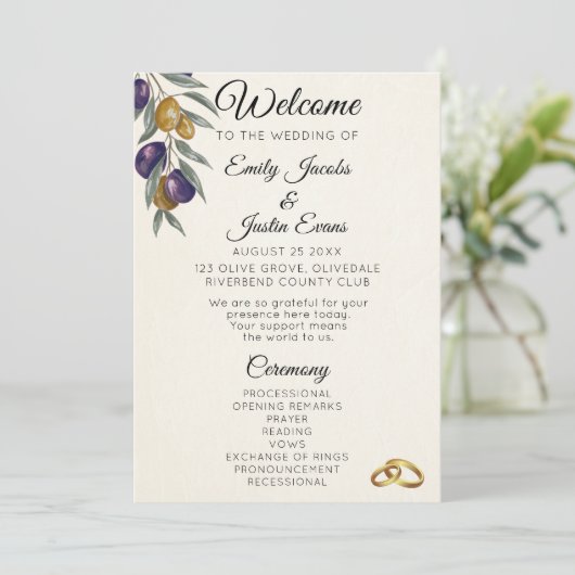 Hochzeitsprogramm für Wasserfarben Programm (Stehend Vorderseite)