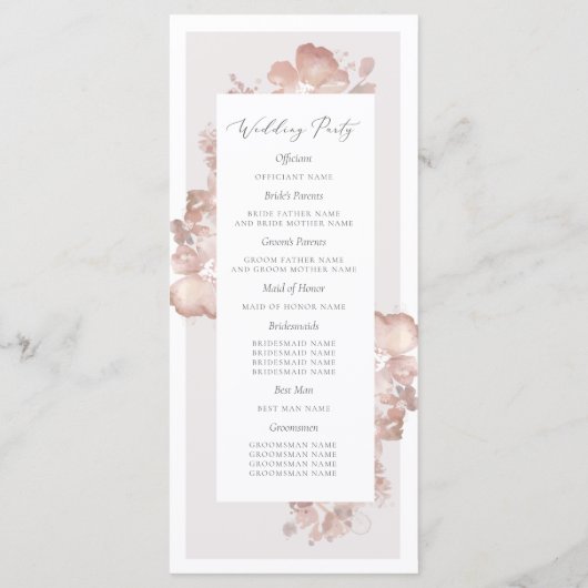 Hochzeitsprogramm für Wasserfarben Programm (Rückseite)