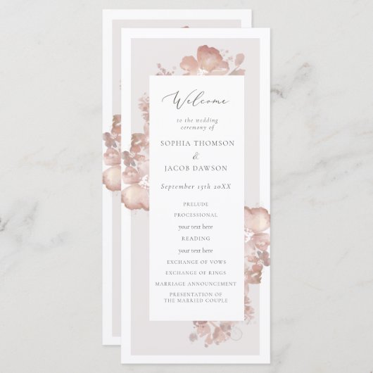 Hochzeitsprogramm für Wasserfarben Programm (Vorne/Hinten)