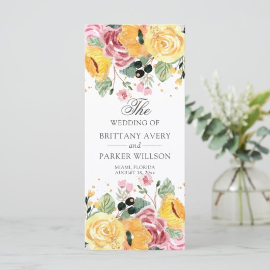 Hochzeitsprogramm für Wasserfarben Programm (Stehend Vorderseite)